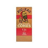 ZIG-ZAG 1 ¼ Rolling Papers Pre Rolled Cones 50-100 Pack - Natural Unbleached Bulk Cones with Tips - Prerolled Rolling Paper Cone Pack - Pre Roll Cones for Filling - Easy to Use and Convenient (50)
