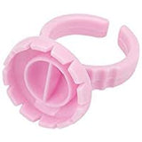 Aliory Glue rings 100 pcs tattoo Cups Disposable Glue Holder Plastic Tattoo ink for false eyelashes (100 Pink Fanning Glue Cups)