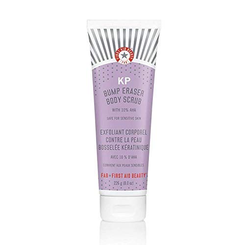 First Aid Beauty KP Bump Eraser Body Scrub Exfoliant for Keratosis Pilaris with 10% AHA – 8 oz