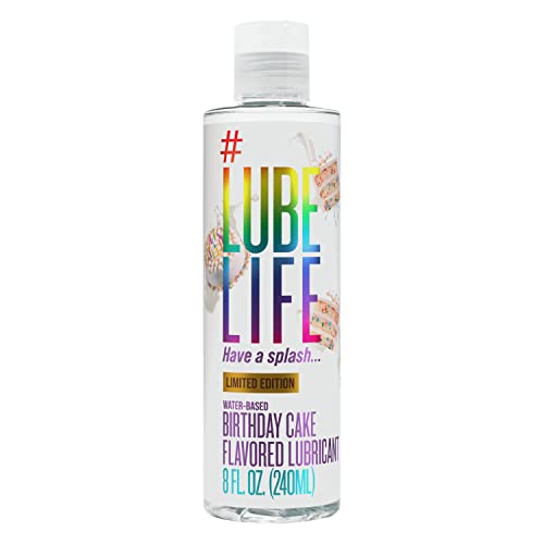 #LubeLife Limited Edition Water-Based Birthday Cake Flavored Lubricant, Personal Lube for Men, Women and Couples, Made Without Added Sugar for Oral Fun, 8 Oz