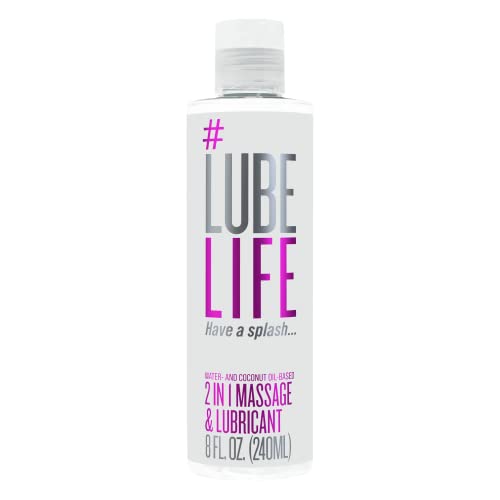 #LubeLife 2-in-1 Water & Coconut Oil Based Massage and Lubricant, Massage Oil and Lube for Men, Women & Couples, Relax and Have Some Bedroom Fun, 8 Fl Oz