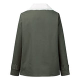 Fleece Winter Jackets for Women Notched Collar Button up Casual Solid Cardigan Outerwear Plus Size Warm Coat Army Green