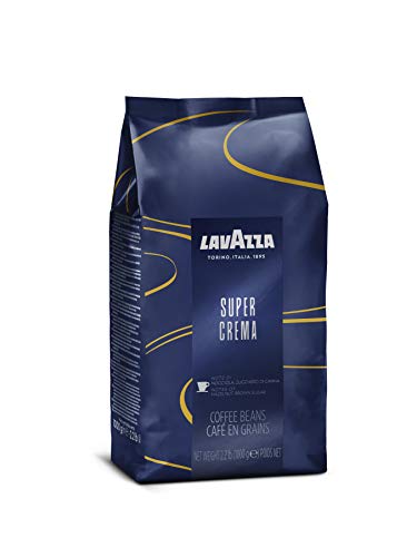 Lavazza Super Crema Whole Bean Coffee Blend, Medium Espresso Roast, Authentic Italian,Produced in a nut-free facility center, Mild and creamy with notes of hazelnuts and brown sugar, 2.2LB (Pack of 1)