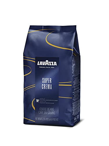 Lavazza Super Crema Whole Bean Coffee Blend, Medium Espresso Roast, Authentic Italian,Produced in a nut-free facility center, Mild and creamy with notes of hazelnuts and brown sugar, 2.2LB (Pack of 1)