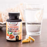 Nature's Nutrition Turmeric Curcumin with Ginger & BioPerine 1950mg with Black Pepper for Best Absorption, Joint Support, Made in USA, Natural Immune Support, Turmeric Supplement - 60 Veggie Caps