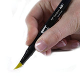 Tombow Dual Brush Pen Art Marker, 076 - Green Ochre, 1-Pack