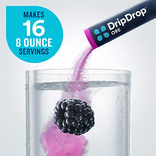 DripDrop ORS - Electrolyte Powder For Dehydration Relief Fast - For Workout, Sweating, Illness, & Travel Recovery - Watermelon, Berry, Lemon Variety Pack - 16 x 5.64 Oz Servings