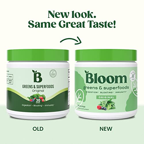 Bloom Nutrition Green Superfood | Super Greens Powder Juice & Smoothie Mix | Complete Whole Foods (Organic Spirulina, Chlorella, Wheat Grass), Probiotics, Digestive Enzymes, & Antioxidants (Original)