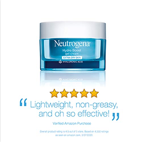 Neutrogena Hydro Boost Hyaluronic Acid Hydrating Gel-Cream Face Moisturizer to Hydrate & Smooth Extra-Dry Skin, Oil-Free, Fragrance-Free, Non-Comedogenic & Dye-Free Face Lotion, 1.7 oz