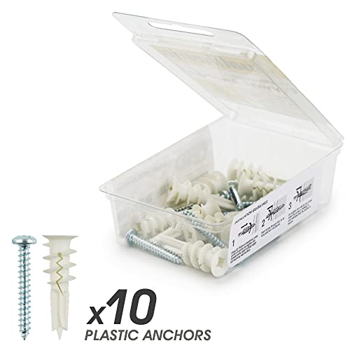 #8 Self Drilling Drywall Plastic Anchors with Screws - No Pre Drill Hole Preparation Required - 75 Lbs (10 Pack)