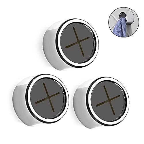 3 Pieces Kitchen Towel Hooks Round Adhesive Dish Towel Hook Premium Chrome Finish & Easy Installation Wall Mount Hand Towel Hook Ideal as Bathroom, Shower or Outdoor Towel Holders