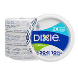 Dixie 10 Inch Paper Plates, Dinner Size Printed Disposable Plate, 204 Count (3 Packs of 68 Plates)