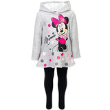 Disney Minnie Mouse Toddler Girls' 2-Piece Fleece Ruffle Hoodie & Legging Set, Grey