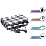 Stalwart - Electric Car Blanket- Heated 12 Volt Fleece Travel Throw for Car and RV-Great for Cold Weather, Tailgating, and Emergency Kits by Stalwart-BLACK/WHITE 59” (L) x 43” (W)