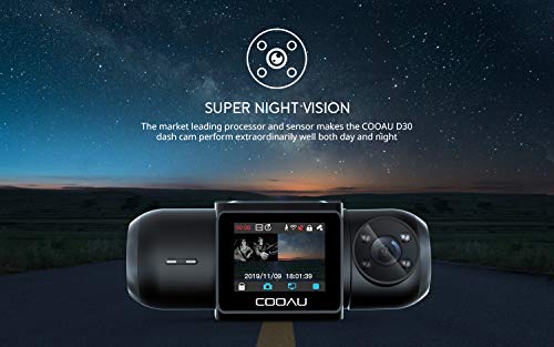 Dash Cam, 64GB SD Card Included, 1080P FHD Built-in GPS Wi-Fi , Front and Inside Car Camera Recorder for Uber with Infrared Night Vision, Sony Sensor, 4 IR LEDs，G-Sensor, Parking Mode
