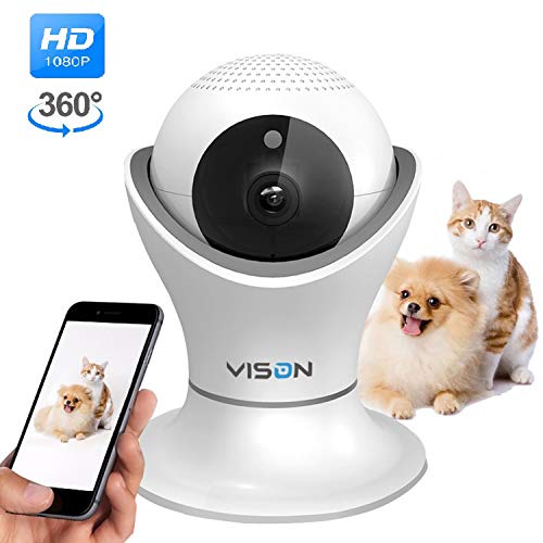 HD 1080p Pet Camera，Dog Camera 360° Pet Monitor Indoor Cat Camera with Night Vision and Two Way Audio