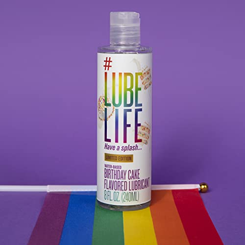 #LubeLife Limited Edition Water-Based Birthday Cake Flavored Lubricant, Personal Lube for Men, Women and Couples, Made Without Added Sugar for Oral Fun, 8 Oz
