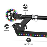 Jetson Electric Bike Jupiter Folding Kick Scooter, LED Light-Up, Adjustable Handle Bar, for Kids Ages 5+ , Black
