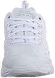 Skechers Women's D'Lites Memory Foam Lace-up Sneaker,White Silver,7.5 M US