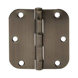 Amazon Basics Rounded 3.5 Inch x 3.5 Inch Door Hinges, 18 Pack, Antique Brass