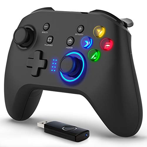 Forty4 Wireless Gaming Controller, Dual-Vibration Joystick Gamepad Computer Game Controller for PC Windows 7/8/10/11, PS3, Switch- Black