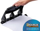 Bostitch Office EZ Squeeze 40 Sheet 3-Hole Punch, Heavy Duty, Black
