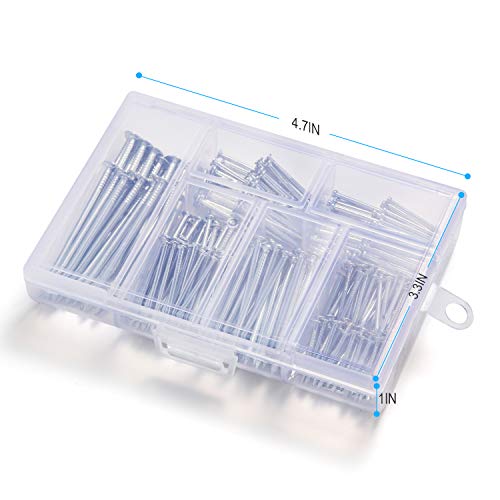 376pcs Premium Hardware Nails Assortment Kit, Maximum Length 2 Inches Galvanized Nails, Picture Hanging Nails, Wood Nails, Wall Nails with Storage Box | 6 Sizes