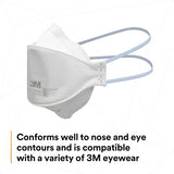 3M Aura Particulate Respirator 9205+, N95, Pack of 440 Disposable Respirators, Individually Wrapped, 3 Panel Flat Fold Design Allows for Facial Movements, Comfortable, NIOSH Approved