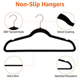 Amazon Basics Slim, Velvet, Non-Slip Suit Clothes Hangers, Black/Rose Gold - Pack of 30