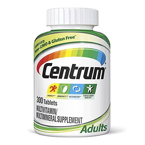 Centrum Adult Multivitamin/Multimineral Supplement with Antioxidants, Zinc, Vitamin D3 and B Vitamins, Gluten Free, Non-GMO Ingredients - 300 Count