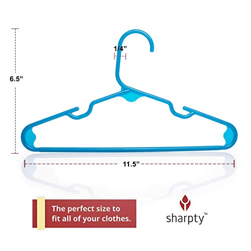 Sharpty Children's Hangers Plastic, Kids Hangers Ideal for Everyday Standard Use, Baby Hangers Kids 20 Pack (Blue, 20 Pack)