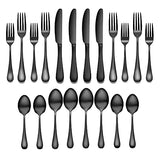 Silverware Flatware Cultery Set, Yumuaua 20-piece Stainless Steel Tableware Eating Utensil Set for 4, Include Spoons Forks Knives, Mirror finish, Dishwasher Safe-Black