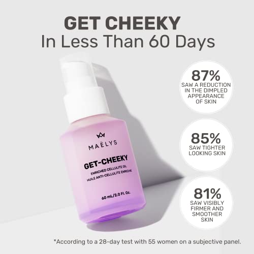 MAËLYS Cosmetics GET-CHEEKY Enriched Cellulite Booty Oil – Helps To Reduce The Appearance of Cellulite and Promote Tighter and Softer-looking Skin