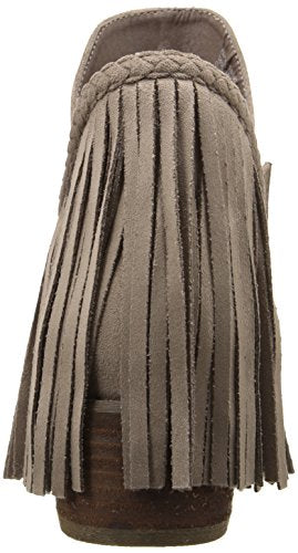 Not Rated Women's Western Cowgirl Casual Faux Suede Round Toe Fringe Braxton Booties Ankle Boot, Taupe, 8
