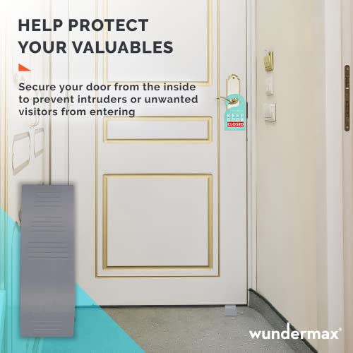 Wundermax Door Stoppers - Pack of 1 Rubber Security Wedge for Bottom of Door on Carpet, Concrete, Tile, Linoleum & Wood - Heavy Duty Door Stop - Office Accessories & Home Improvement - Gray