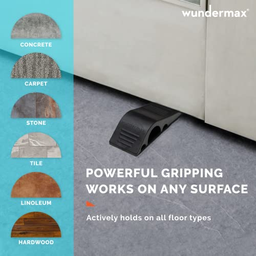 Wundermax Door Stoppers - Pack of 1 Rubber Security Wedge for Bottom of Door on Carpet, Concrete, Tile, Linoleum & Wood - Heavy Duty Door Stop - Office Accessories & Home Improvement - Gray