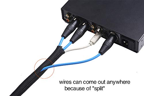 Alex Tech 10ft - 1/2 inch Cord Protector Wire Loom Tubing Cable Sleeve Split Sleeving for USB Cable Power Cord Audio Video Cable – Protect Cat from Chewing Cords - Black