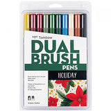 Tombow 56195 Dual Brush Pen Art Markers, Holiday Edition, 10-Pack. Blendable, Brush and Fine Tip Markers