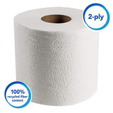 Scott Essential Professional 100% Recycled Fiber Bulk Toilet Paper for Business (13217), 2-PLY Standard Rolls, White, 80 Rolls / Case, 506 Sheets / Roll (Packaging may vary)