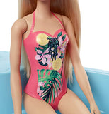 Barbie Doll, 11.5-Inch Blonde, and Pool Playset with Slide and Accessories, Gift for 3 to 7 Year Olds