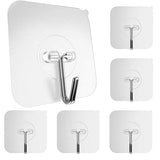 GLUIT Adhesive Hooks for Hanging Heavy Duty Wall Hooks 22 lbs Self Adhesive Sticky Hooks Waterproof Transparent Hooks for Keys Bathroom Shower Outdoor Kitchen Door Home Improvement Sticky Hook 6 Pack