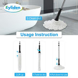 Eyliden Mop with 2 Reusable Heads, Easy Wringing Twist Mop, with 57.5 inch Long Handle, Wet Mops for Floor Cleaning, Commercial Household Clean Hardwood, Vinyl, Tile, and More (Silver)