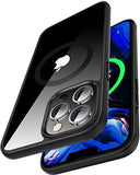 CASEKOO Strong Magnetic Clear for iPhone 13 Pro Case [Non Yellowing] [Military Grade Drop Protection] Compatible with MagSafe Shockproof Protective Slim Thin Cover 6.1 inch 2021-Black