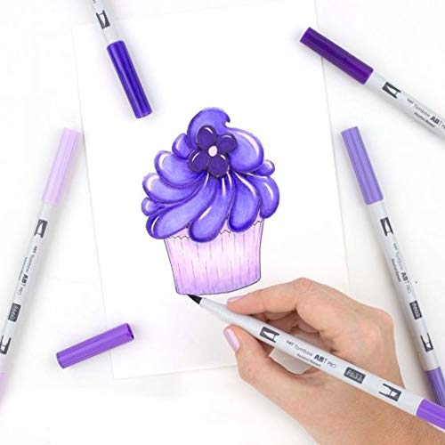 Tombow 56972 ABT PRO Alcohol Markers, Purple Tones, Set of 5 Colors – Dual Tip, Permanent Art Markers Feature Chisel and Brush Tips Perfect for Coloring, Sketching, and Creating Color Gradients