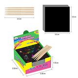 ZMLM Rainbow Scratch Mini Art Notes - 125 Magic Scratch Note Off Paper Pads Cards Sheets for Kids Black Scratch Note Arts Crafts DIY Party Favor Supplies Kit Birthday Game Toy Gifts Box for Girls Boys