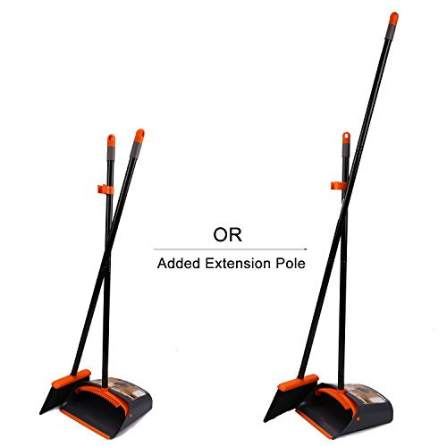 Broom and Dustpan/Dustpan with Broom Combo with 52" Long Handle for Home Kitchen Room Office Lobby Floor Use Upright Stand Up Broom and Dustpan Set for Home
