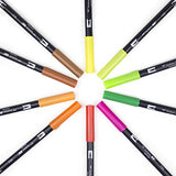 Tombow 56196 Dual Brush Pen Art Markers, Citrus, 10-Pack. Blendable, Brush and Fine Tip Markers