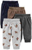 Simple Joys by Carter's Baby Boys' Fleece Pants, Pack of 4, Grey/Navy/Brown, Bear Print