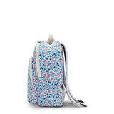 Kipling Women’s Seoul Small Backpack, Durable, Padded Shoulder Straps with Tablet Sleeve, Nylon School Bag, Micro Flowers, 25.5" L x 35" H x 16" D