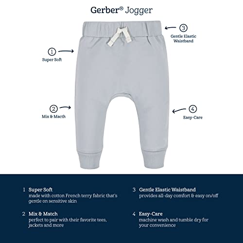 Gerber baby boys Toddler 3-pack Jogger Sweatpants, Navy/Gray, 3-6 Months US